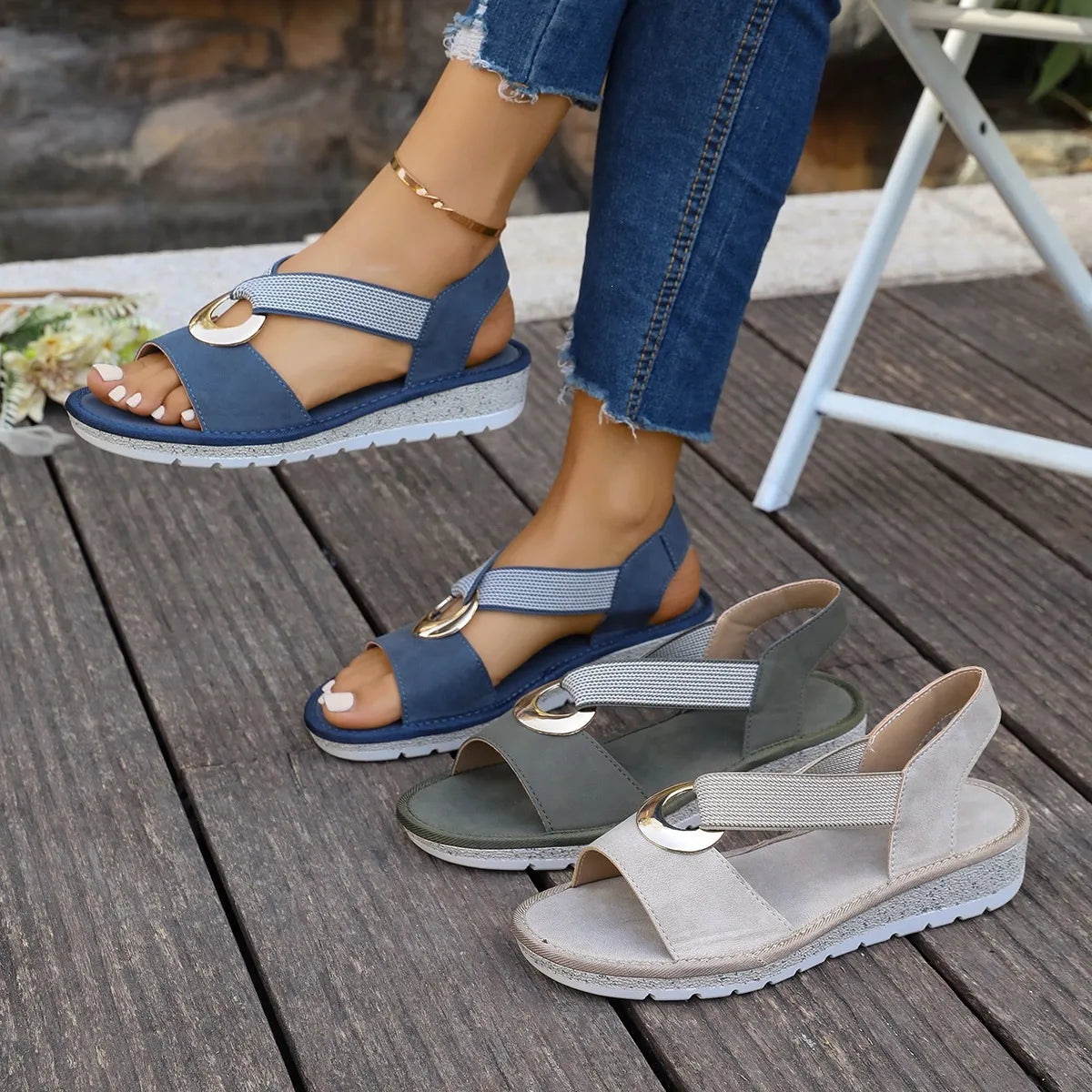 Sandalias de Cuña Trenzada