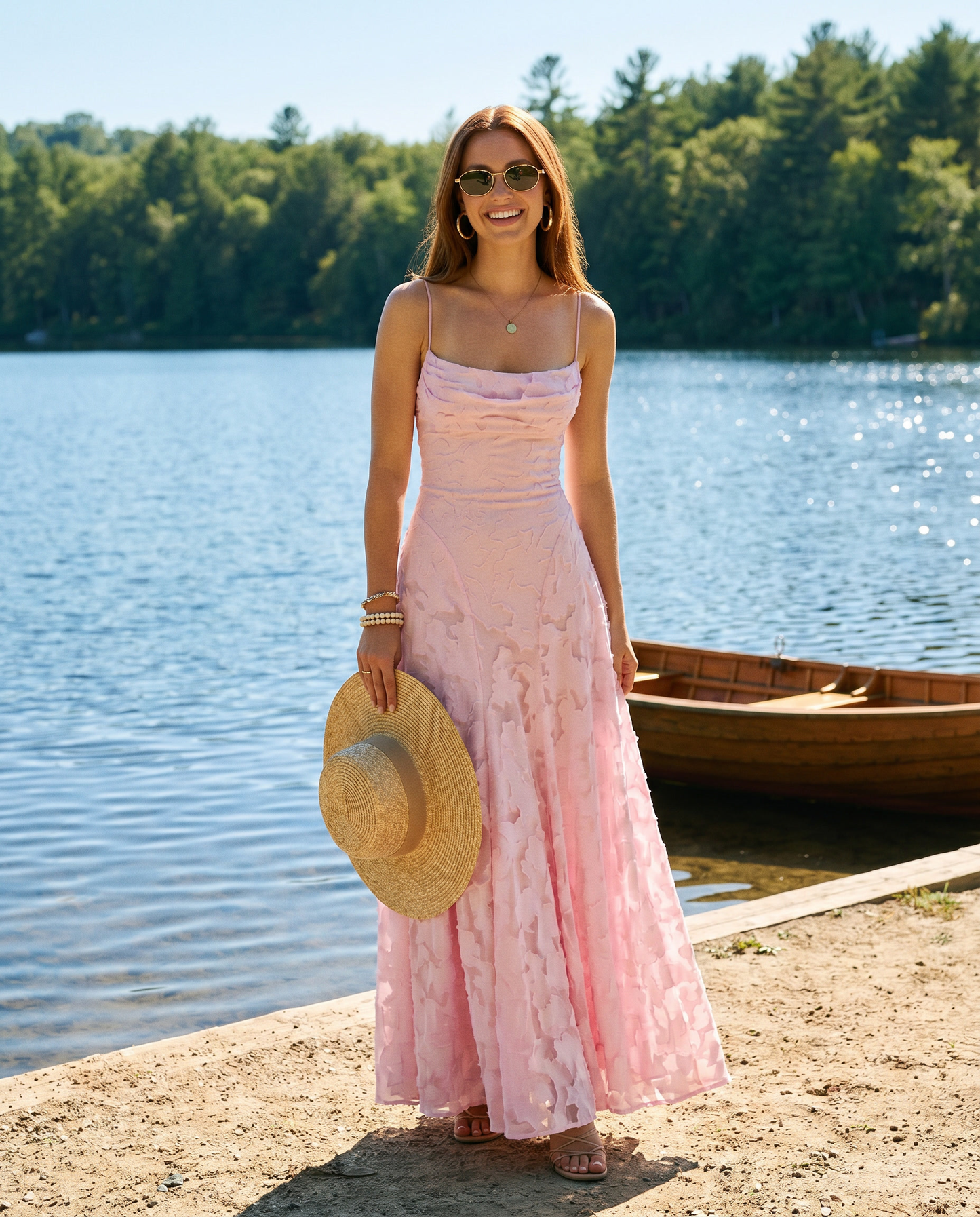 LAURA - Vestido Satinado con Escote en V