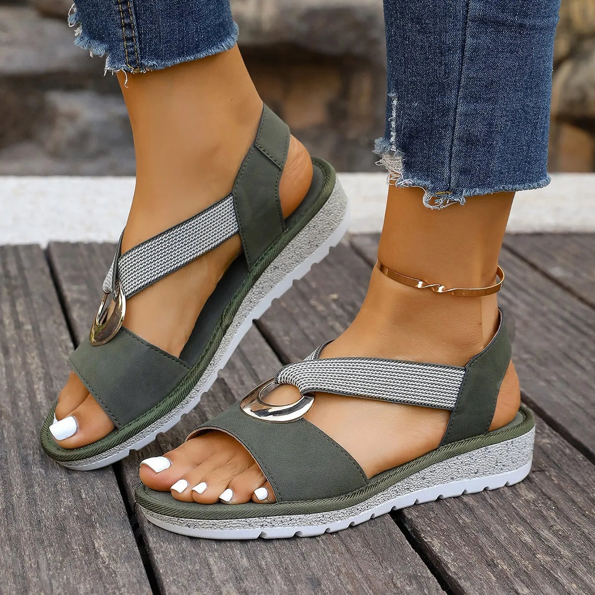 Sandalias de Cuña Trenzada