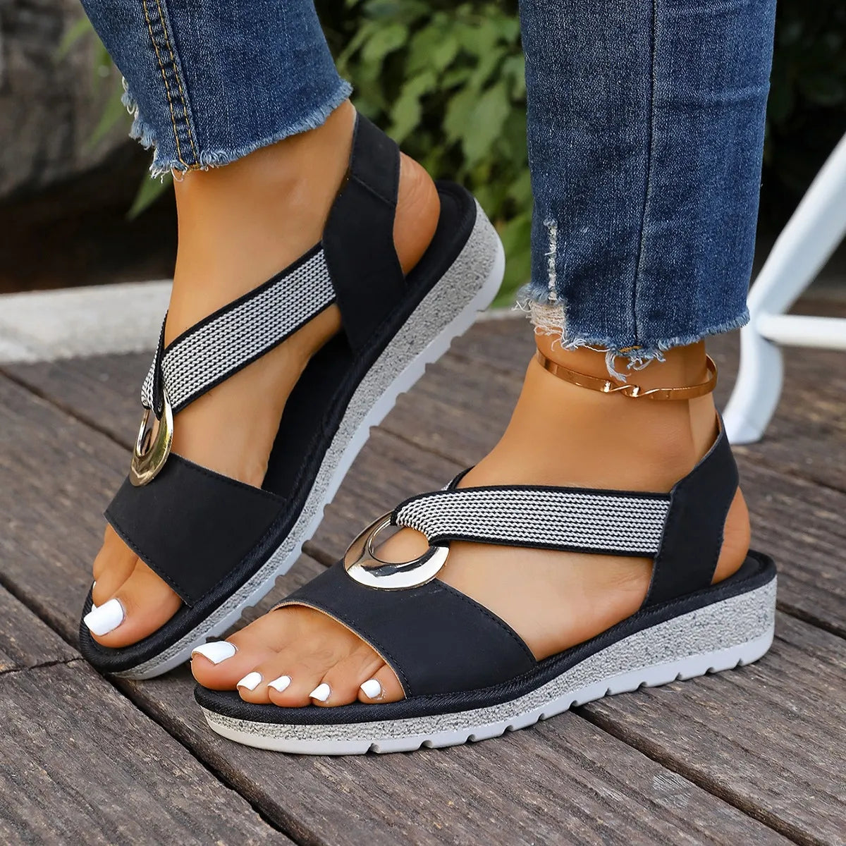 Sandalias de Cuña Trenzada