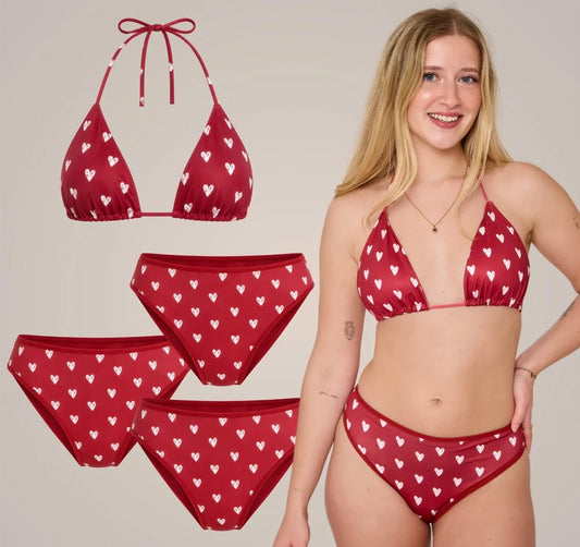 Pack Bikini Menstrual Corazones – Top + 3 Braguitas