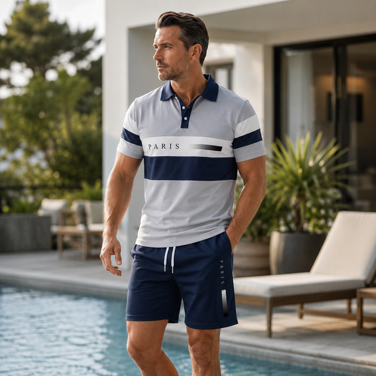 PEDRO - Conjunto de 2 piezas (camisa y pantalones cortos) para hombre: cómodo, transpirable y versátil, ideal para el verano, el tiempo libre y los viajes