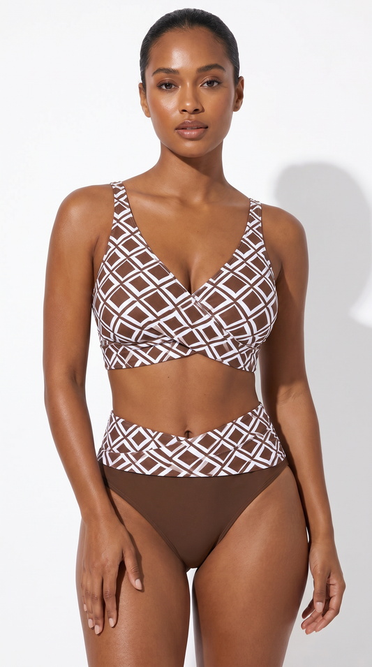 LILI - bikini de dos piezas con corte de sujetador y estampado de rombos