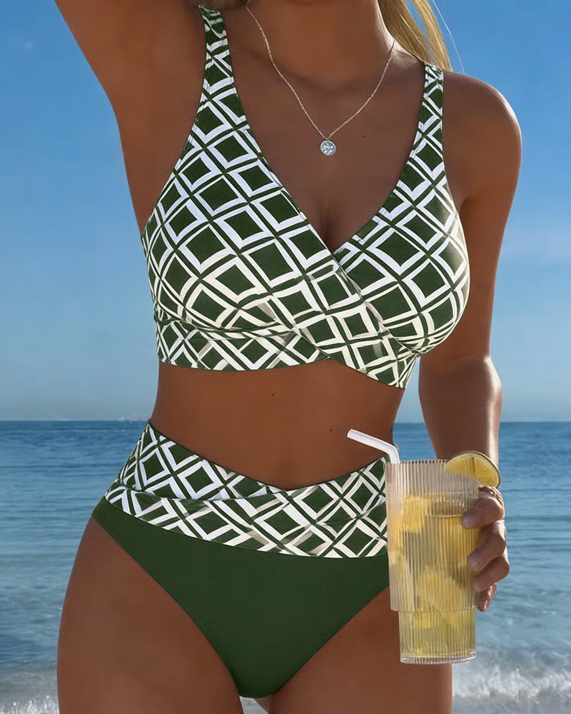 LILI - bikini de dos piezas con corte de sujetador y estampado de rombos