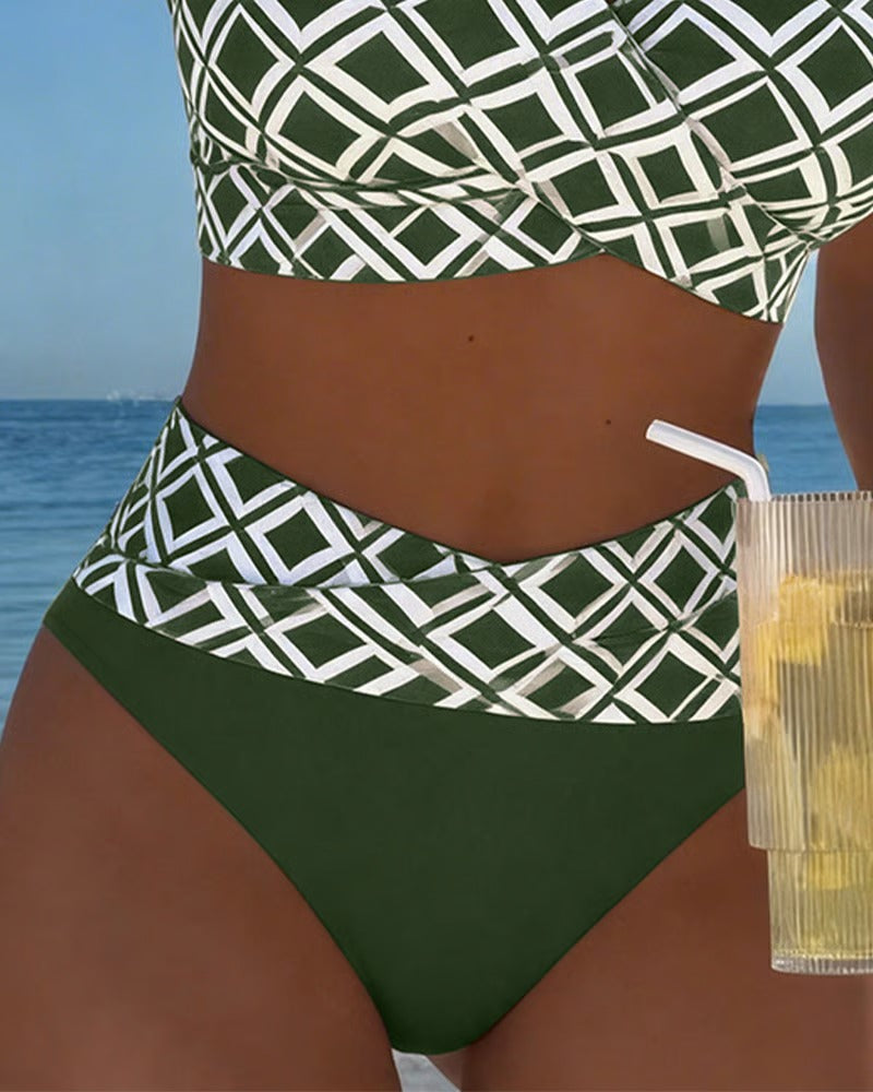 LILI - bikini de dos piezas con corte de sujetador y estampado de rombos