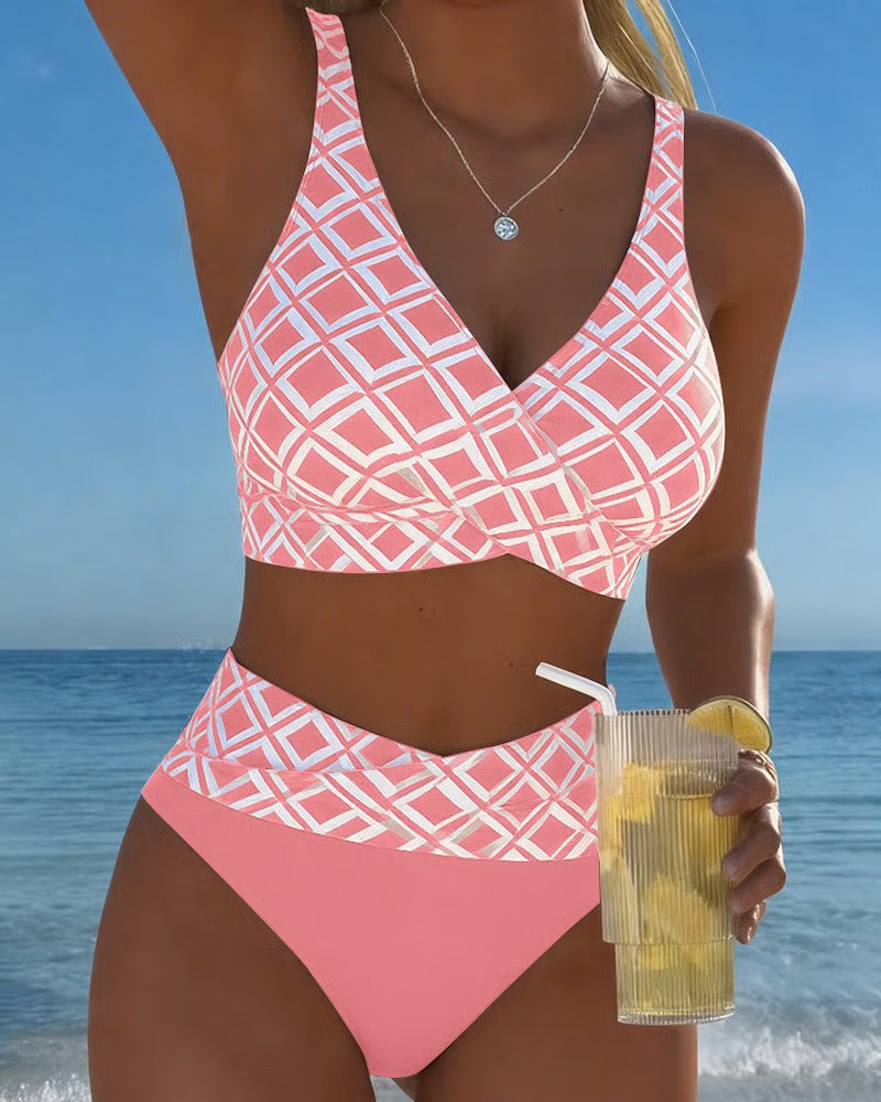 LILI - bikini de dos piezas con corte de sujetador y estampado de rombos