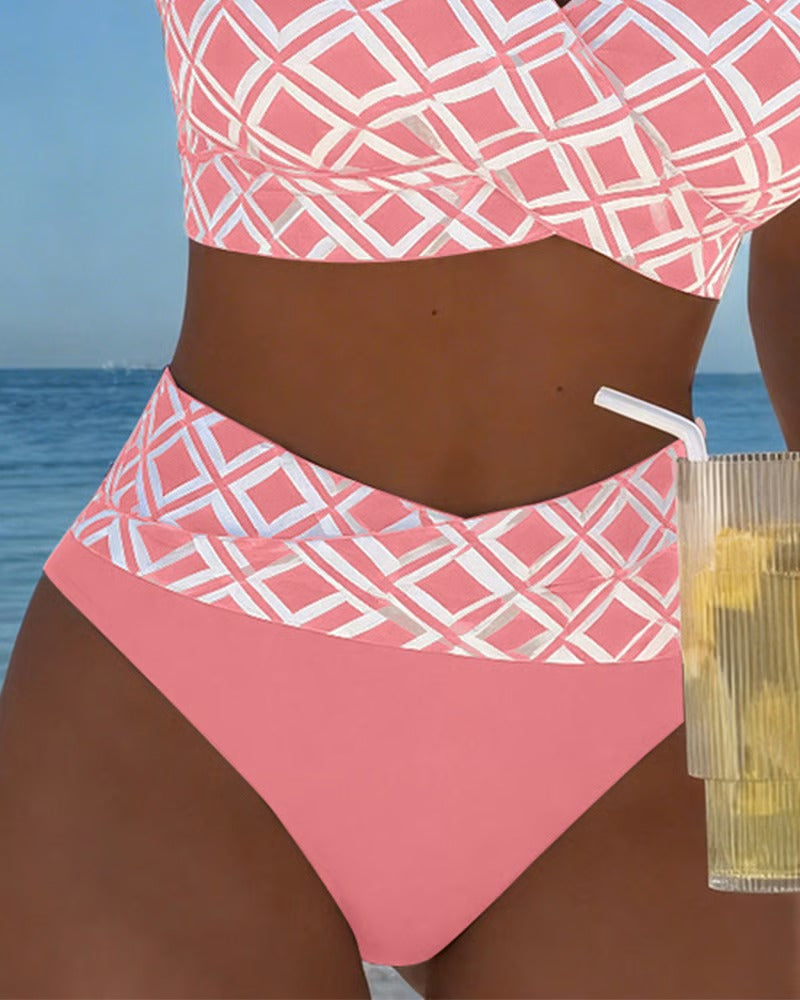 LILI - bikini de dos piezas con corte de sujetador y estampado de rombos