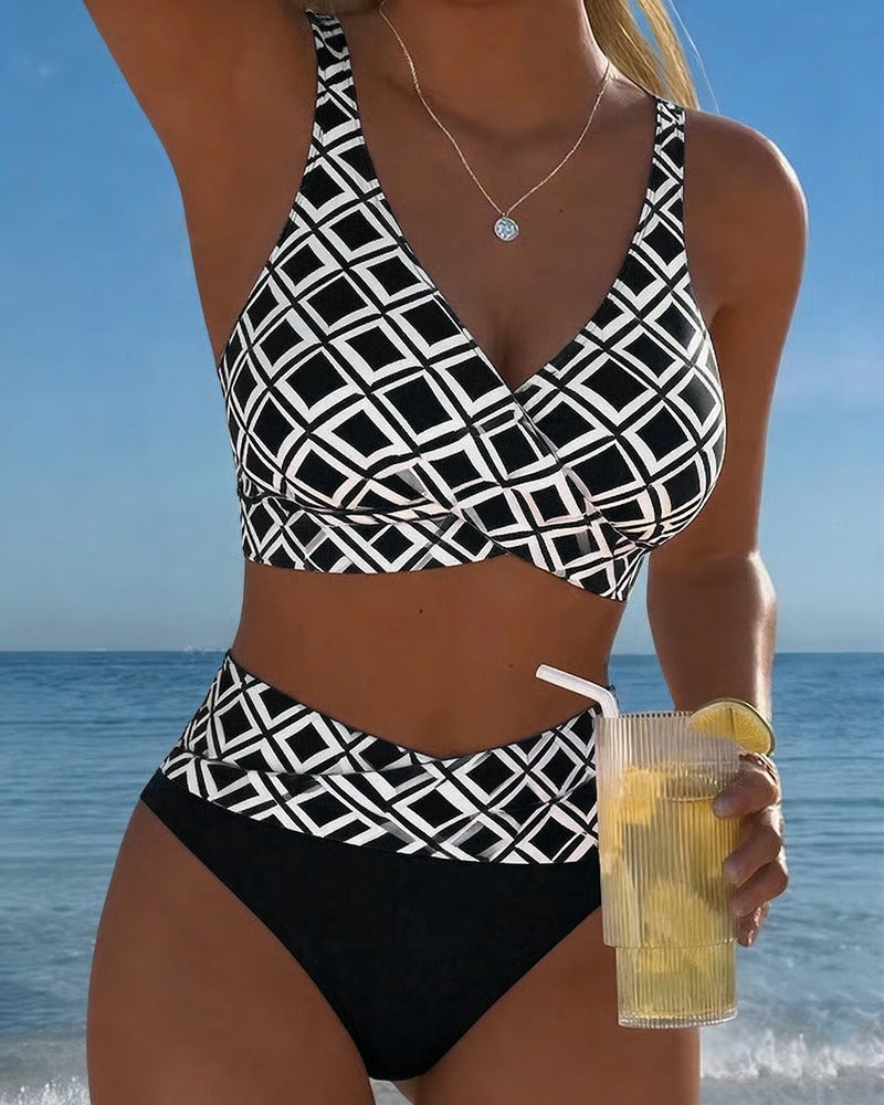 LILI - bikini de dos piezas con corte de sujetador y estampado de rombos