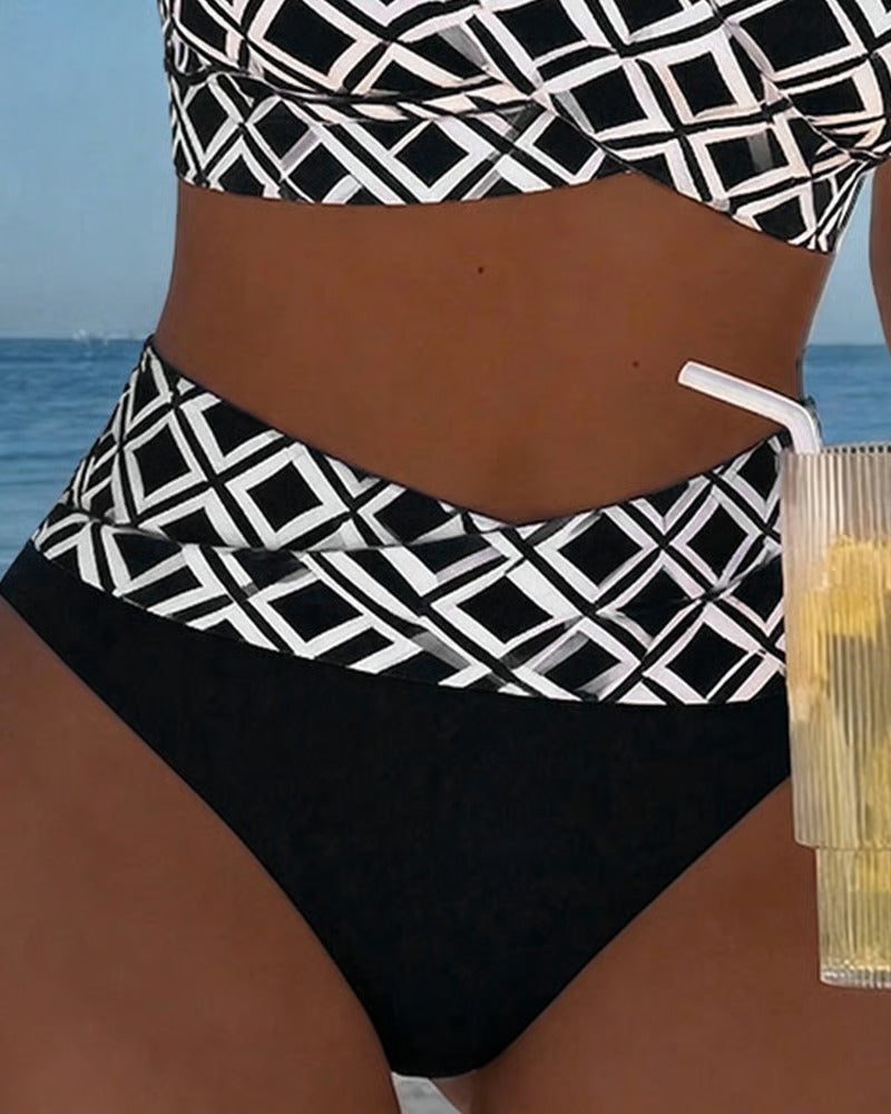 LILI - bikini de dos piezas con corte de sujetador y estampado de rombos