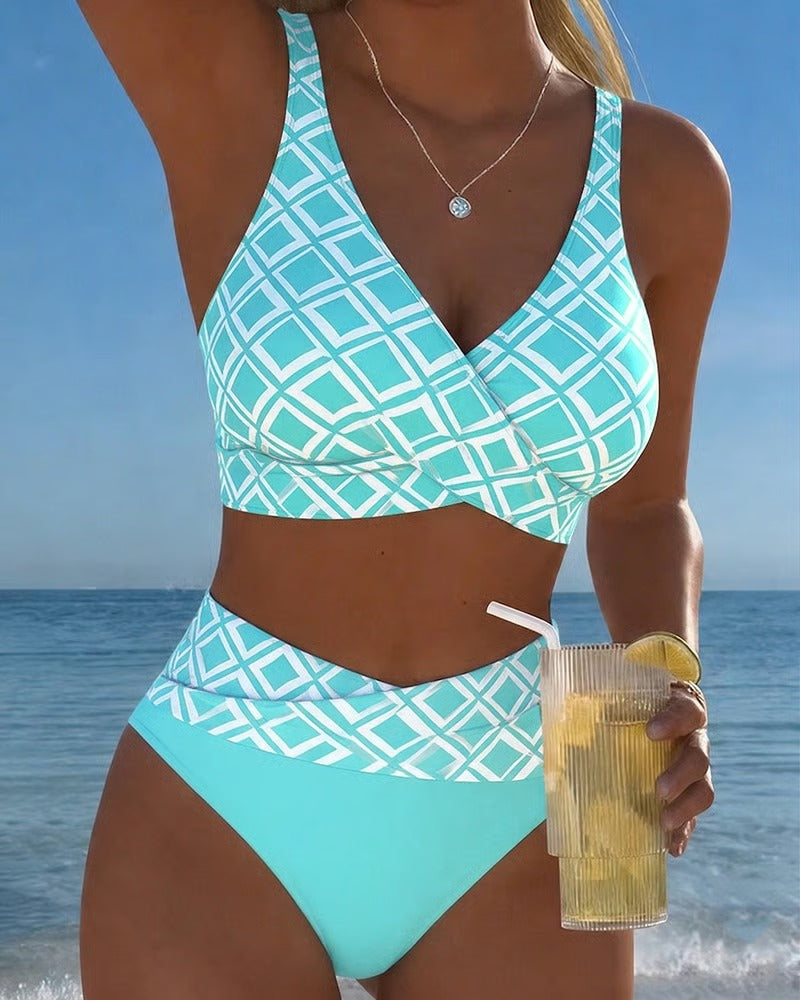 LILI - bikini de dos piezas con corte de sujetador y estampado de rombos